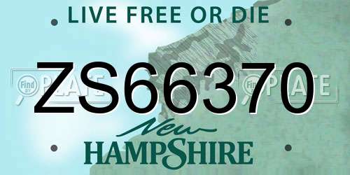 ZS66370 New Hampshire License Plate