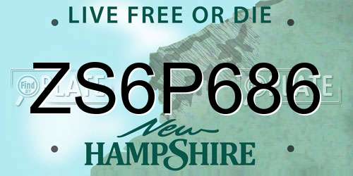 ZS6P686 New Hampshire License Plate