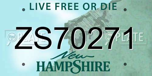 ZS70271 New Hampshire License Plate
