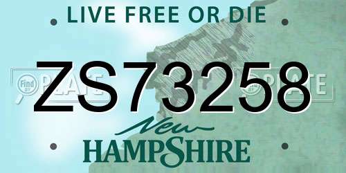 ZS73258 New Hampshire License Plate
