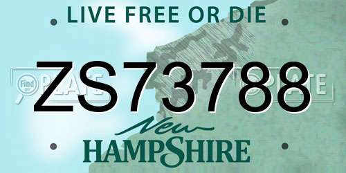 ZS73788 New Hampshire License Plate