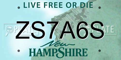 ZS7A6S New Hampshire License Plate