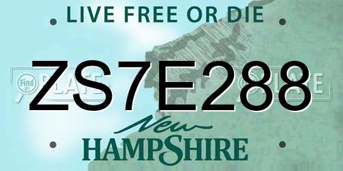 ZS7E288 New Hampshire License Plate