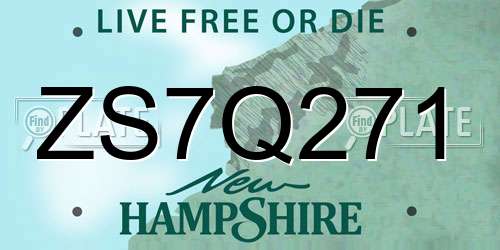 ZS7Q271 New Hampshire License Plate