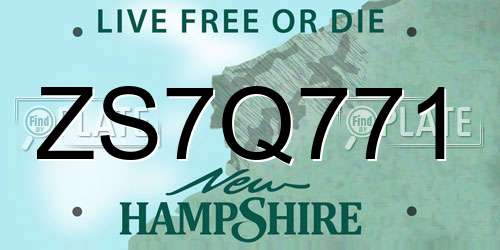 ZS7Q771 New Hampshire License Plate