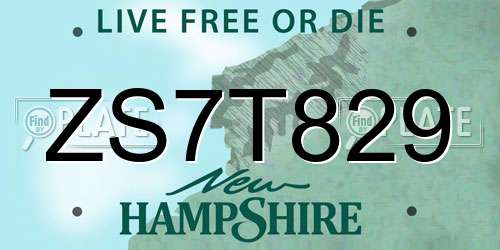 ZS7T829 New Hampshire License Plate