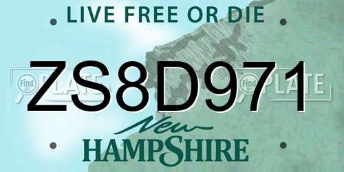 ZS8D971 New Hampshire License Plate
