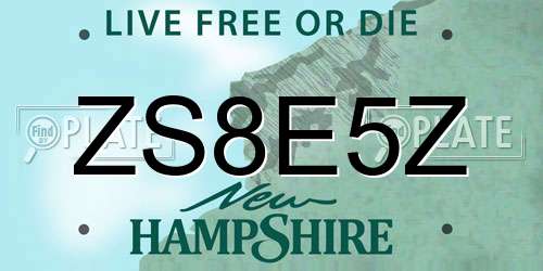 ZS8E5Z New Hampshire License Plate