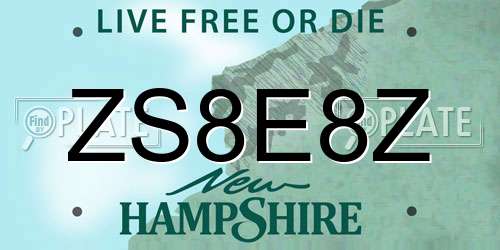 ZS8E8Z New Hampshire License Plate