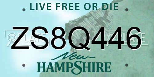 ZS8Q446 New Hampshire License Plate