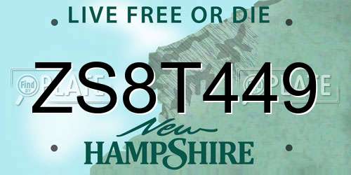 ZS8T449 New Hampshire License Plate
