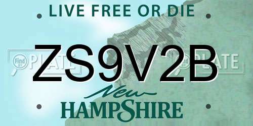 ZS9V2B New Hampshire License Plate