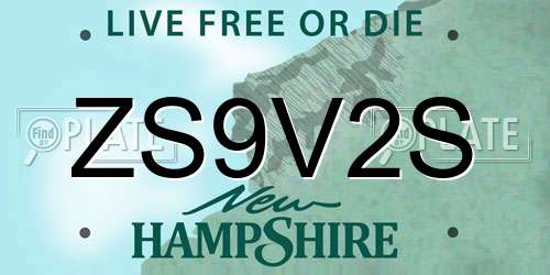ZS9V2S New Hampshire License Plate