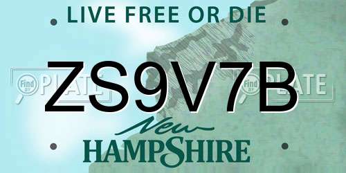 ZS9V7B New Hampshire License Plate