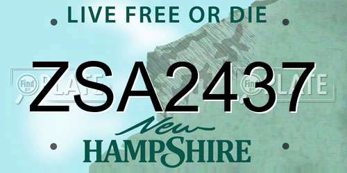 ZSA2437 New Hampshire License Plate