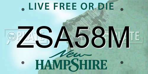 ZSA58M New Hampshire License Plate