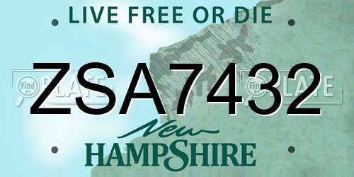ZSA7432 New Hampshire License Plate