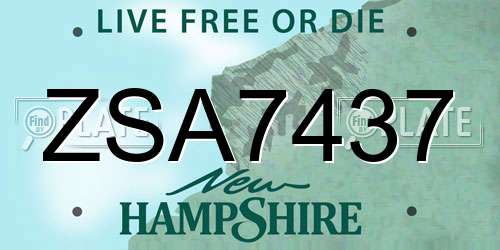 ZSA7437 New Hampshire License Plate