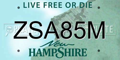 ZSA85M New Hampshire License Plate