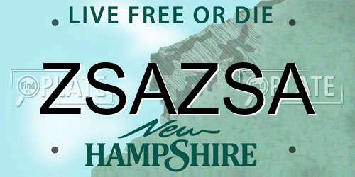 ZSAZSA New Hampshire License Plate