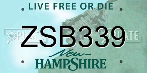 ZSB339 New Hampshire License Plate