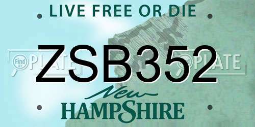 ZSB352 New Hampshire License Plate