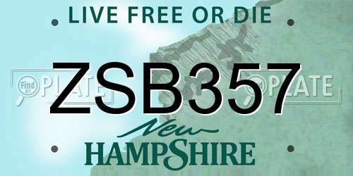 ZSB357 New Hampshire License Plate