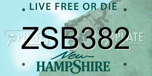 ZSB382 New Hampshire License Plate