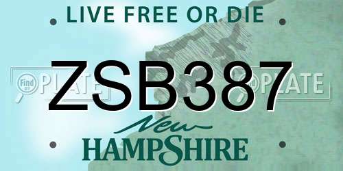 ZSB387 New Hampshire License Plate