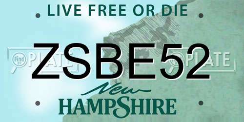 ZSBE52 New Hampshire License Plate