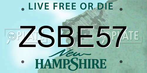 ZSBE57 New Hampshire License Plate