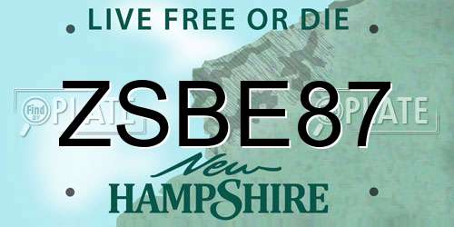 ZSBE87 New Hampshire License Plate