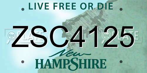 ZSC4125 New Hampshire License Plate