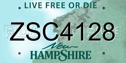 ZSC4128 New Hampshire License Plate