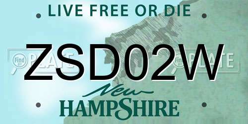 ZSD02W New Hampshire License Plate