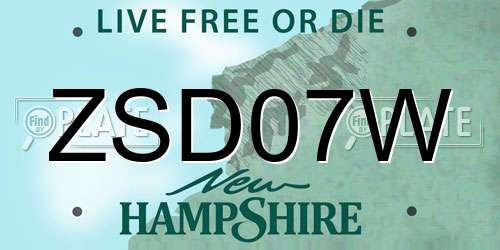 ZSD07W New Hampshire License Plate