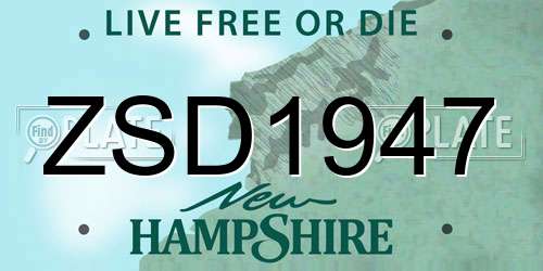 ZSD1947 New Hampshire License Plate
