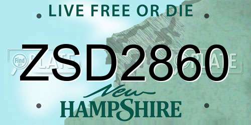 ZSD2860 New Hampshire License Plate