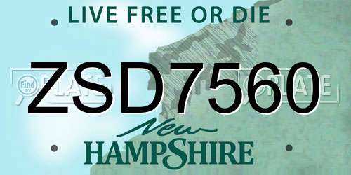ZSD7560 New Hampshire License Plate