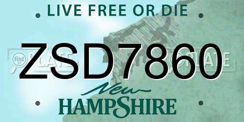 ZSD7860 New Hampshire License Plate