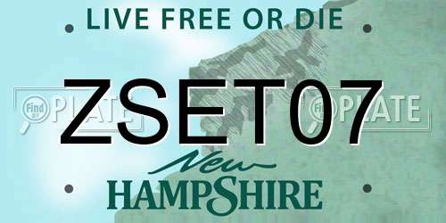 ZSET07 New Hampshire License Plate