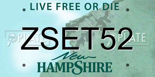 ZSET52 New Hampshire License Plate