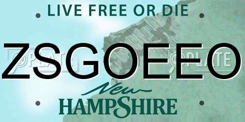 ZSGOEEO New Hampshire License Plate