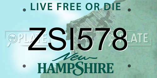 ZSI578 New Hampshire License Plate
