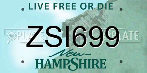 ZSI699 New Hampshire License Plate