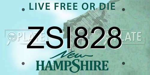 ZSI828 New Hampshire License Plate