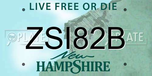 ZSI82B New Hampshire License Plate