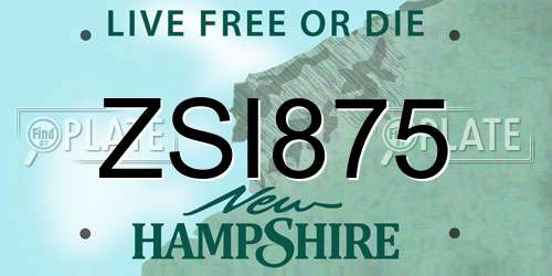 ZSI875 New Hampshire License Plate