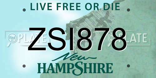 ZSI878 New Hampshire License Plate