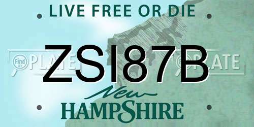 ZSI87B New Hampshire License Plate